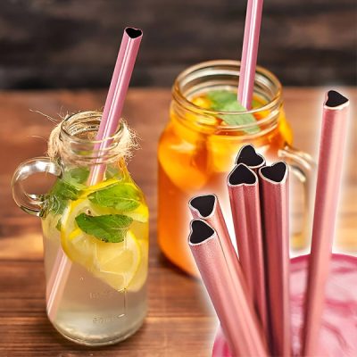 Ρομαντικό επαναχρησιμοποιήσιμο ροζ καλαμάκι καρδιάς | HEARTSTRAW