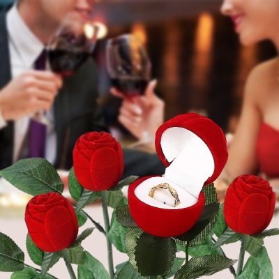 1τμχ βελούδινο κουτί λουλούδι δαχτυλιδιού | ROSABOX