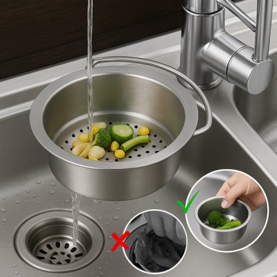 Καλάθι αποστράγγισης που φιλτράρει & αποθηκεύει εύκολα | EVOSINK