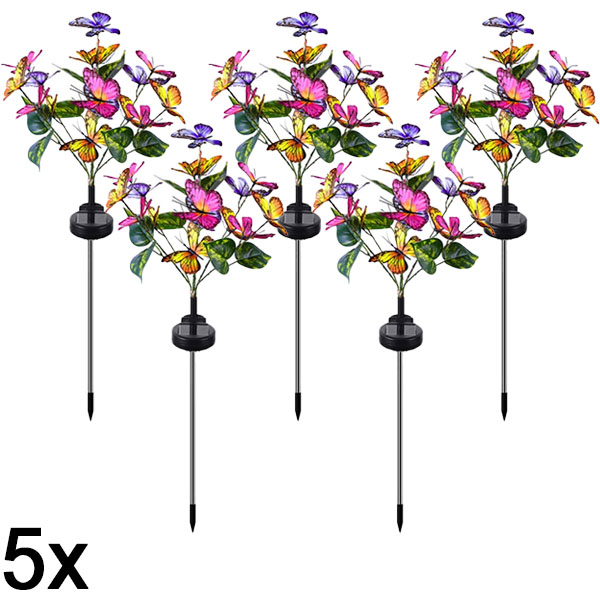 5x Ηλιακά υπαίθρια φώτα πεταλούδας | FLUTIX